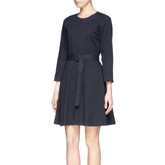 Theory Dresses & Skirts - Theory • RARE Navy Mariela Zip Front Poplin Dress
